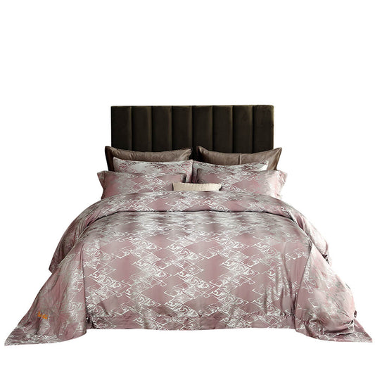 BDS Queen Size Duvet Cover Set, 6 Piece Luxury Jacquard Bedding, Dolce Mela Hollywood