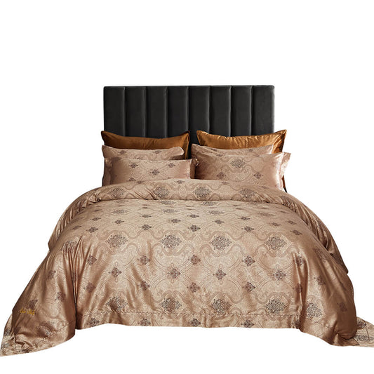 BDS King Size Duvet Cover Set, 6 Piece Luxury Jacquard Bedding, Dolce Mela Los Angeles