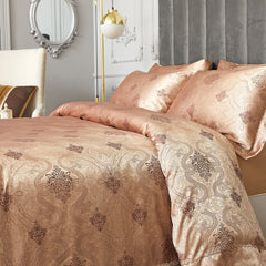 BDS King Size Duvet Cover Set, 6 Piece Luxury Jacquard Bedding, Dolce Mela Los Angeles