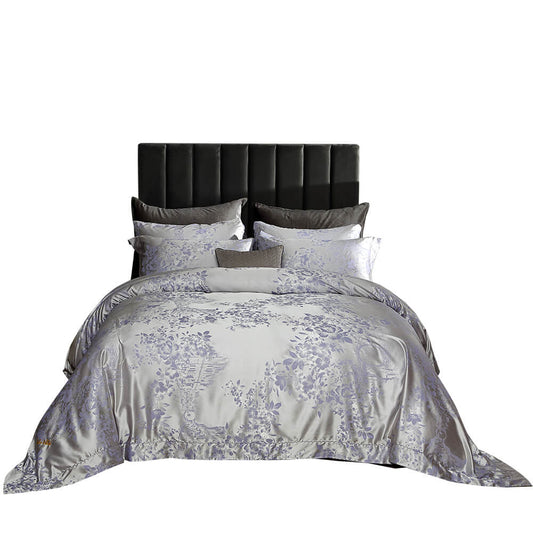 BDS Queen Size Duvet Cover Set, 6 Piece Luxury Jacquard Bedding, Dolce Mela Munich