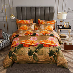 BDS Queen Size Duvet Cover Set, 6 Piece Luxury Floral Bedding, Dolce Mela Eden