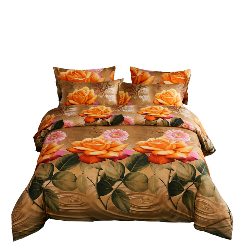 BDS Queen Size Duvet Cover Set, 6 Piece Luxury Floral Bedding, Dolce Mela Eden