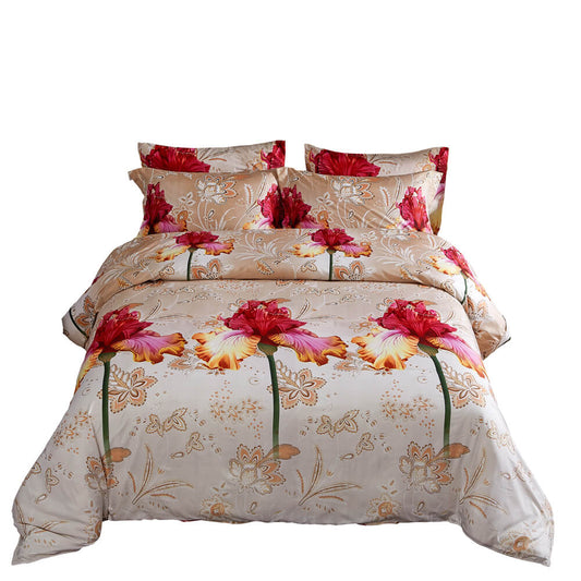 BDS Queen Size Duvet Cover Set, 6 Piece Luxury Floral Bedding, Dolce Mela Orchid