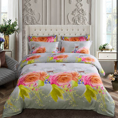 BDS Queen Size Duvet Cover Set, 6 Piece Luxury Floral Bedding, Dolce Mela  Innocence