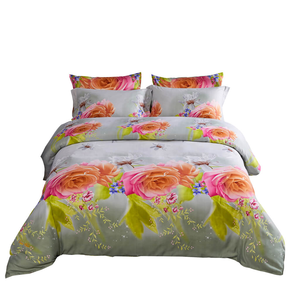 BDS Queen Size Duvet Cover Set, 6 Piece Luxury Floral Bedding, Dolce Mela  Innocence