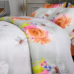 BDS Queen Size Duvet Cover Set, 6 Piece Luxury Floral Bedding, Dolce Mela  Innocence