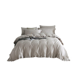 BDS King Size 6 piece Duvet Cover Set Ruffled Bedding 100% Cotton