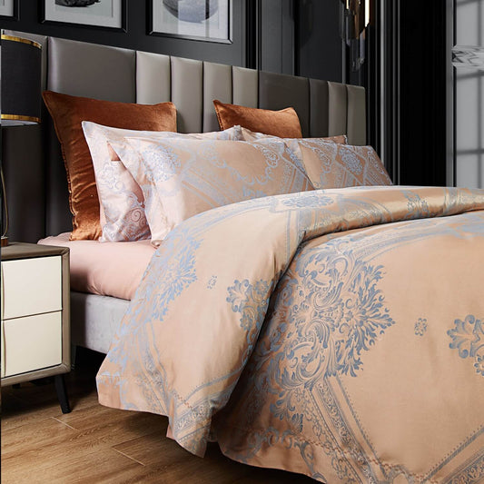 BDS 6 Pieces Luxury Jacquard Queen Size Duvet Cover Set - Nantes by Dolce Mela