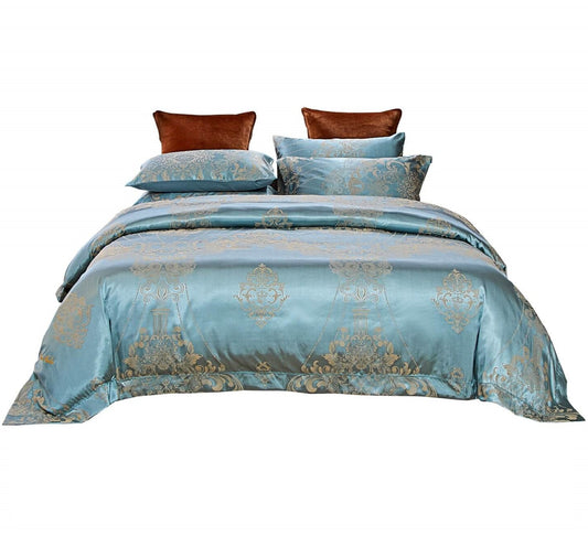 BDS Duvet Cover 6 Piece Set Jacquard Bedding, Queen Size - Lille by Dolce Mela