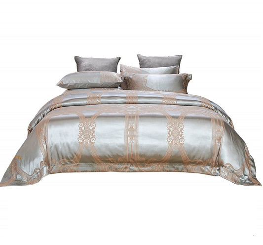 BDS 6 Pieces Luxury Jacquard King Size Duvet Cover Set - Rouen by Dolce Mela