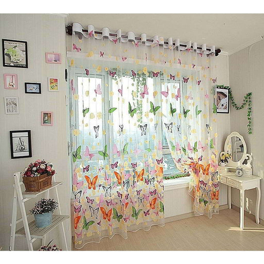 BDS Window Sheer Curtains Panel, Brazilian Butterflies