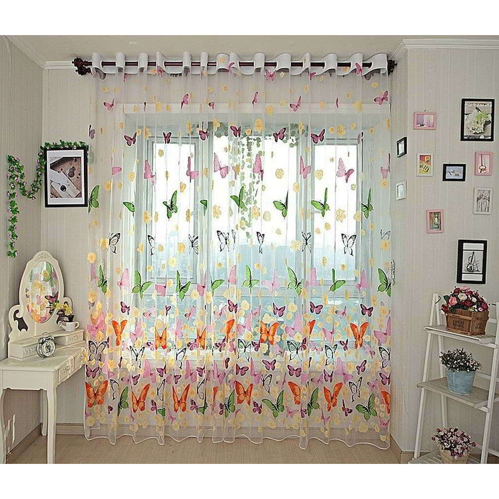 BDS Window Sheer Curtains Panel, Brazilian Butterflies