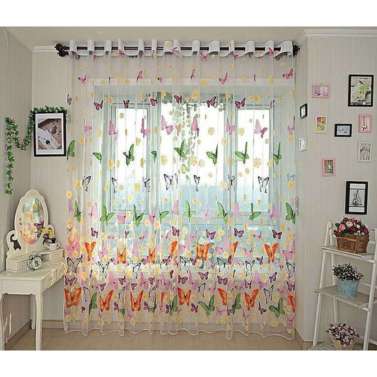 BDS Window Sheer Curtains Panel, Brazilian Butterflies