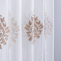 BDS Sheer Curtain Panel Gold on White Window Treatments Dolce Mela  Olesya