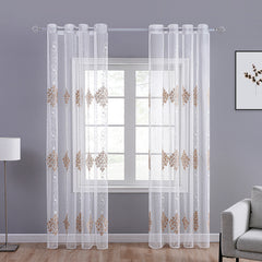 BDS Sheer Curtain Panel Gold on White Window Treatments Dolce Mela  Olesya