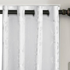 BDS White Curtains Damask Jacquard, Grommet, Semi-Blackout, Tall 60x100 inches