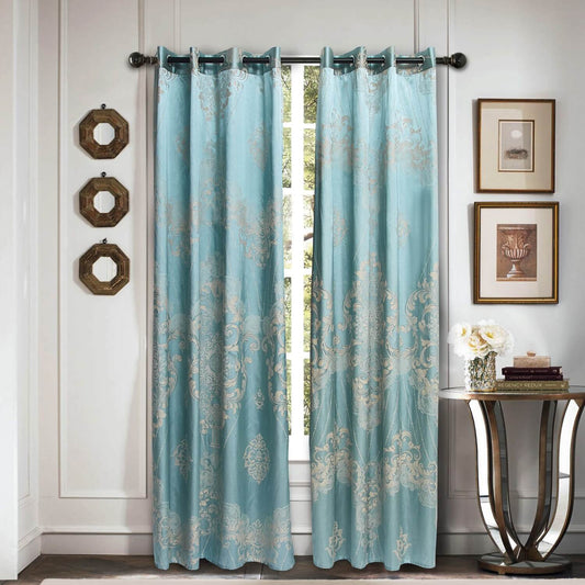 BDS Curtains Damask Jacquard Grommet Semi-Blackout, Tall 60x100, Lille by Dolce-Mela