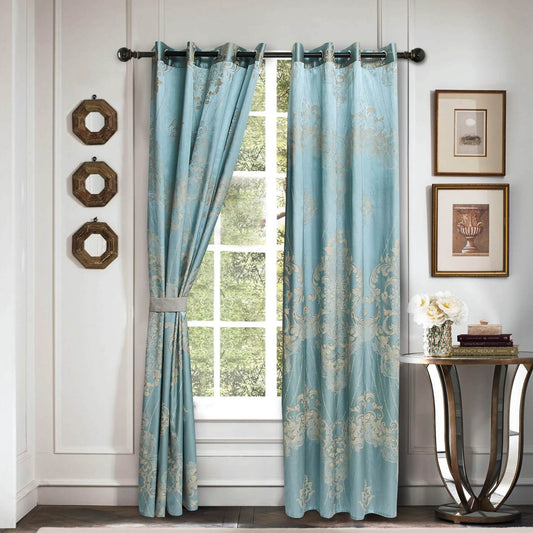 BDS Curtains Damask Jacquard Grommet Semi-Blackout, Tall 60x100, Lille by Dolce-Mela