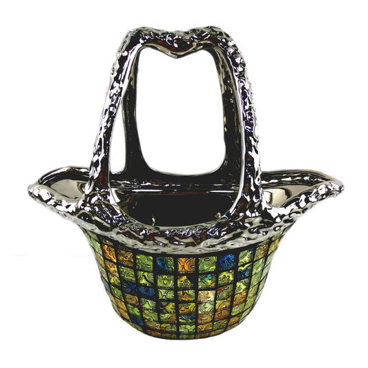 BDS Decorative Ceramic & Glass Flower Vase Purse Bag 12.5" x 6.5" x 12"(H)