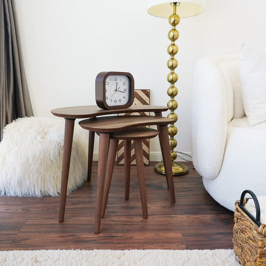 Moon Mid-Century Modern Walnut Nesting Table