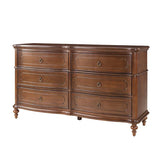 Classic Wooden Dresser with Bowed Front & Antique Bronze Pulls