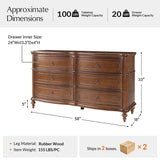 Classic Wooden Dresser with Bowed Front & Antique Bronze Pulls