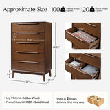 Raimunda 5-Drawer Chest Dresser with Solid Wood Frame