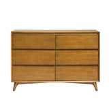 Apollone Mid-Century 6-Drawer Dresser with Solid Wood Legs