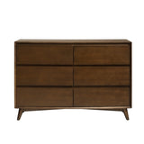 Apollone Mid-Century 6-Drawer Dresser with Solid Wood Legs