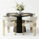Dwen & Mia 46" Round Chenille Dining Table Set for 4 (5-Piece)