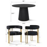 Dwen & Mia 46" Round Chenille Dining Table Set for 4 (5-Piece)