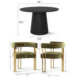 Dwen & Mia 46" Round Chenille Dining Table Set for 4 (5-Piece)
