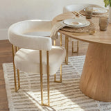 Dwen & Mia 46" Round Chenille Dining Table Set for 4 (5-Piece)