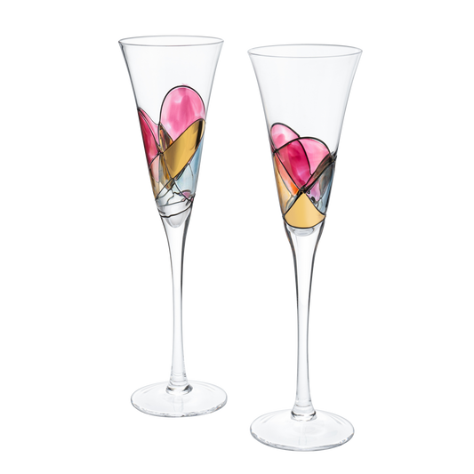 Artisanal Hand Painted Renaissance Romantic Stained Glass