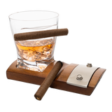 The Wine Savant Glass & Coaster & with A Unique Whiskey Glass Slot to Hold Item, Whiskey Glass Gift Set, Item Rest, Accessory Set Gift for Dad, Men Home Office Decor Gifts, Fathers Day - Chirstmas