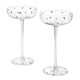 Polka Dot Champagne Coupe Glasses Set of 2 8.8 oz
