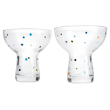 Hand Blown Margarita Glass – (Polka Dot Vintage Design)