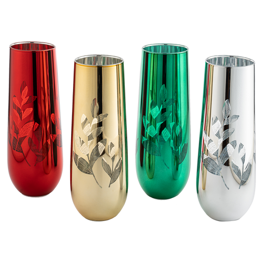 Multicolor 4-Piece Tree Stemless Wine & Water Glasses (Flutes)