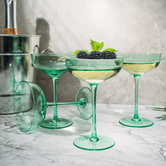 The Wine Savant Colored Coupe Glass | 7oz | Set of 4 (Green)