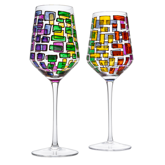 Renaissance Stained Glass Windows, (Stemmed Wine Glasses)