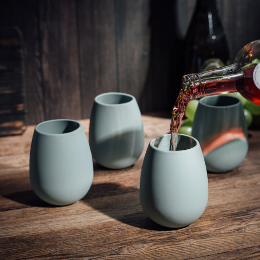 Unbreakable Silicone Stemless Wine Glassware | Set of 4 (Light Blue)