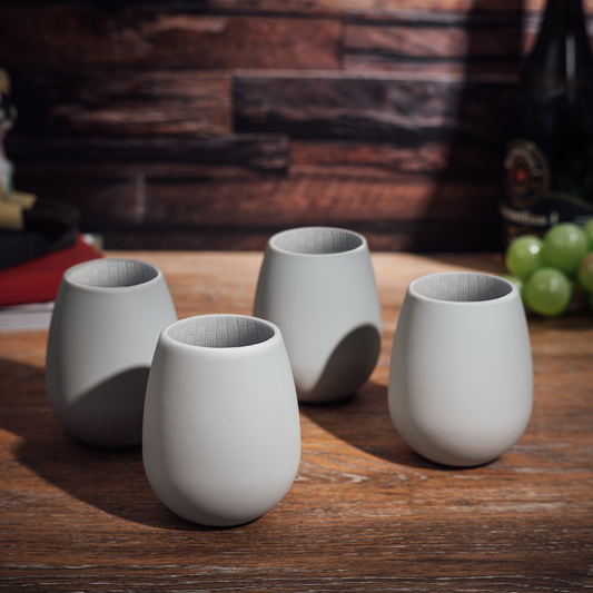Unbreakable Silicone Stemless Wine Glassware | Set of 4 (Light Grey)