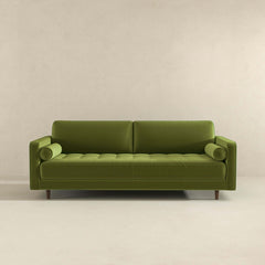 Anthony Mid-Century Modern Pistachio Green Pillow Back Velvet Sofa