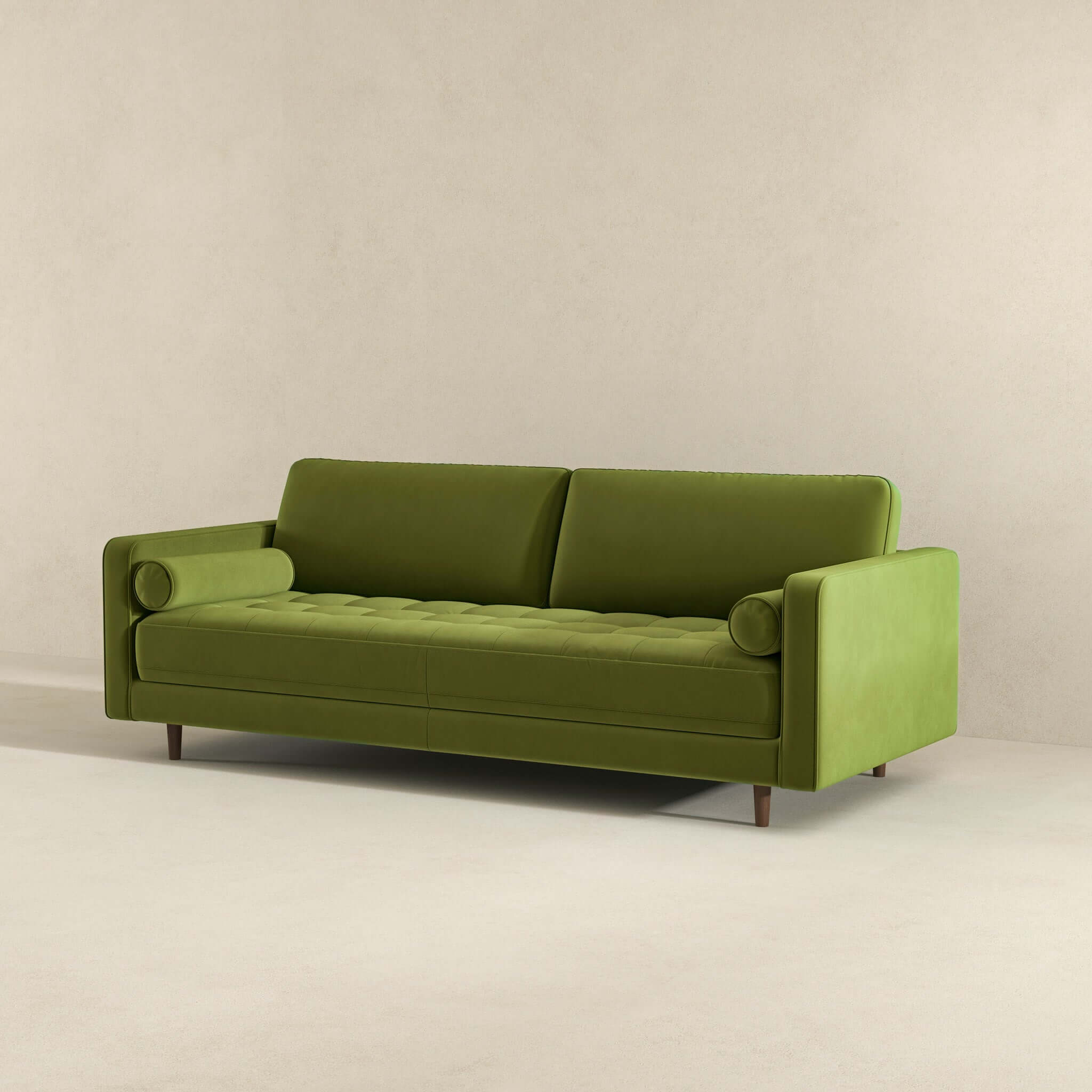 Anthony Mid-Century Modern Pistachio Green Pillow Back Velvet Sofa