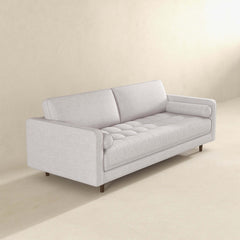 Anthony Mid-Century Modern Light Grey Pillow Back Fabric Sofa