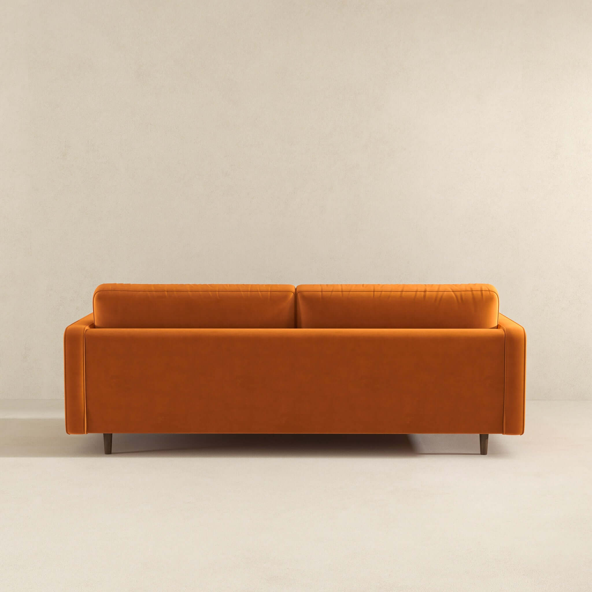 Anthony Mid-Century Modern Burnt Orange Pillow Back Velvet Sofa