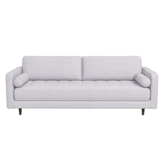 Anthony Mid-Century Modern Light Grey Pillow Back Fabric Sofa