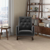 Demetrius  Dark Grey Fabric Solid Wood Rocking Chair