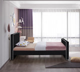 Dillard Velvet Upholstered Bed – Contemporary Elegance with Dark Espresso Legs for Stylish Bedrooms