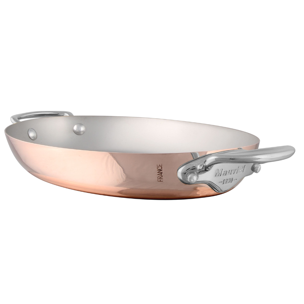 Mauviel M'Heritage 150 S Copper Oval Pan With Cast Stainless Steel Handles, 11.8-In